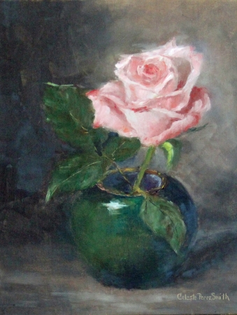 Rose in the Green Vase by artist Celeste Smith
